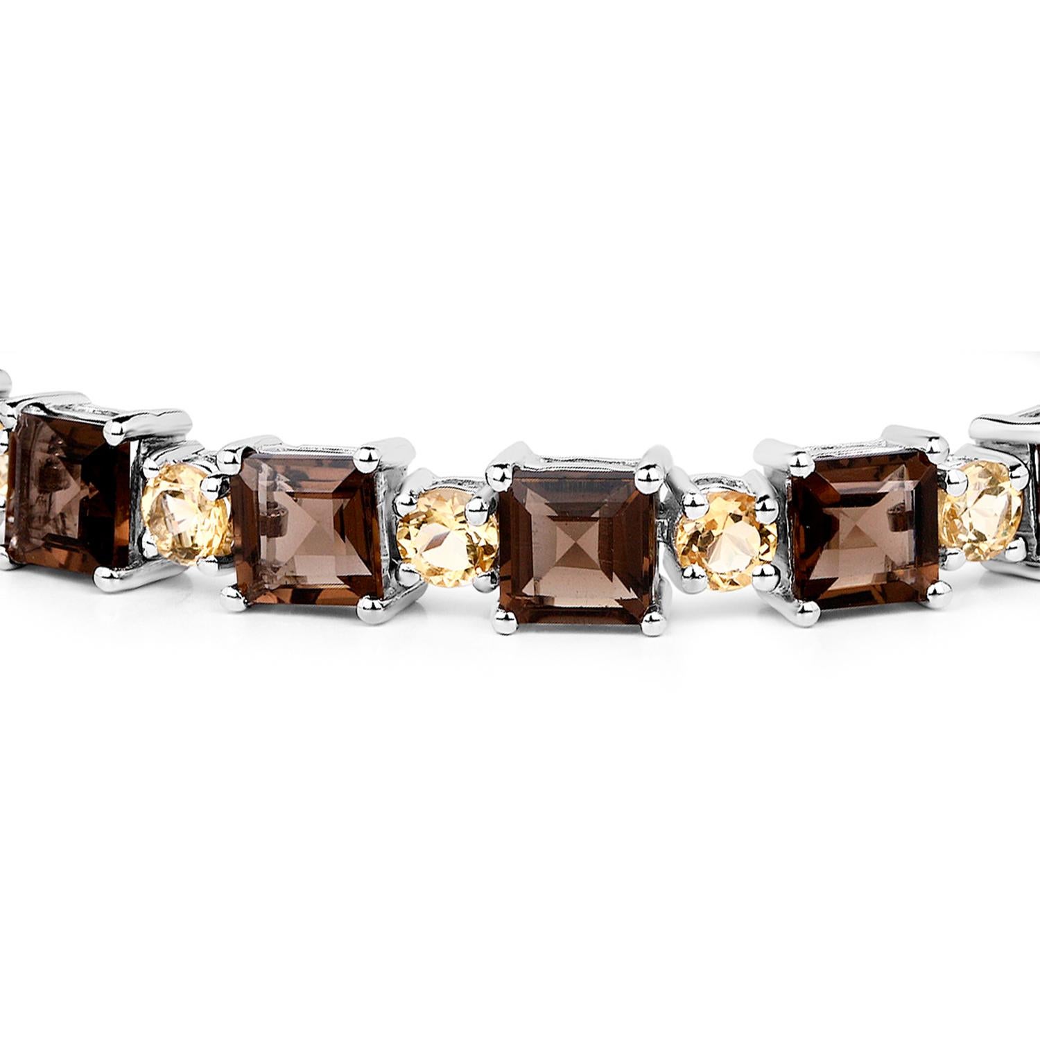 Smoky Quartz Bracelet Citrines 23.4 Carats Sterling Silver Contemporáneo en venta