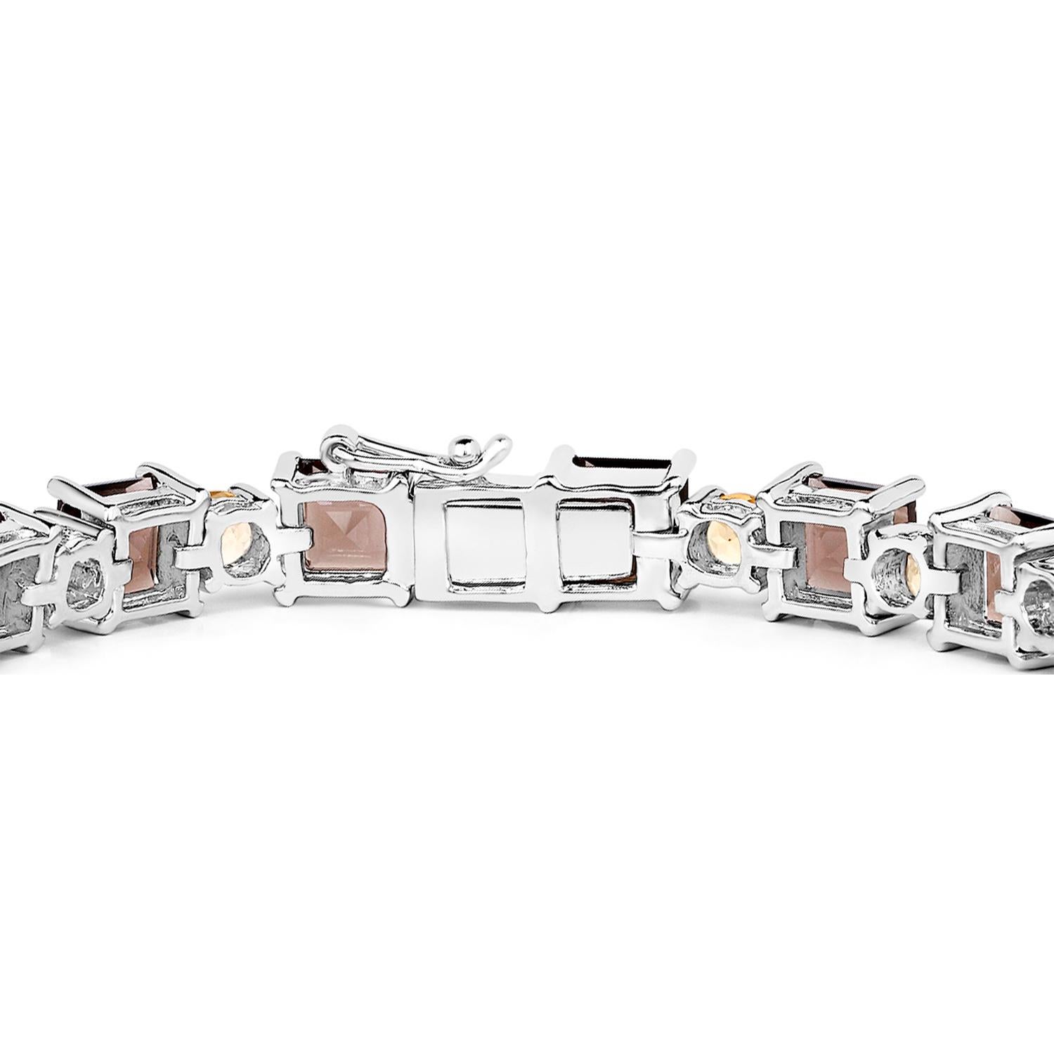 Smoky Quartz Bracelet Citrines 23.4 Carats Sterling Silver Corte mixto en venta