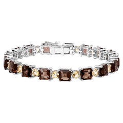 Smoky Quartz Bracelet Citrines 23.4 Carats Sterling Silver
