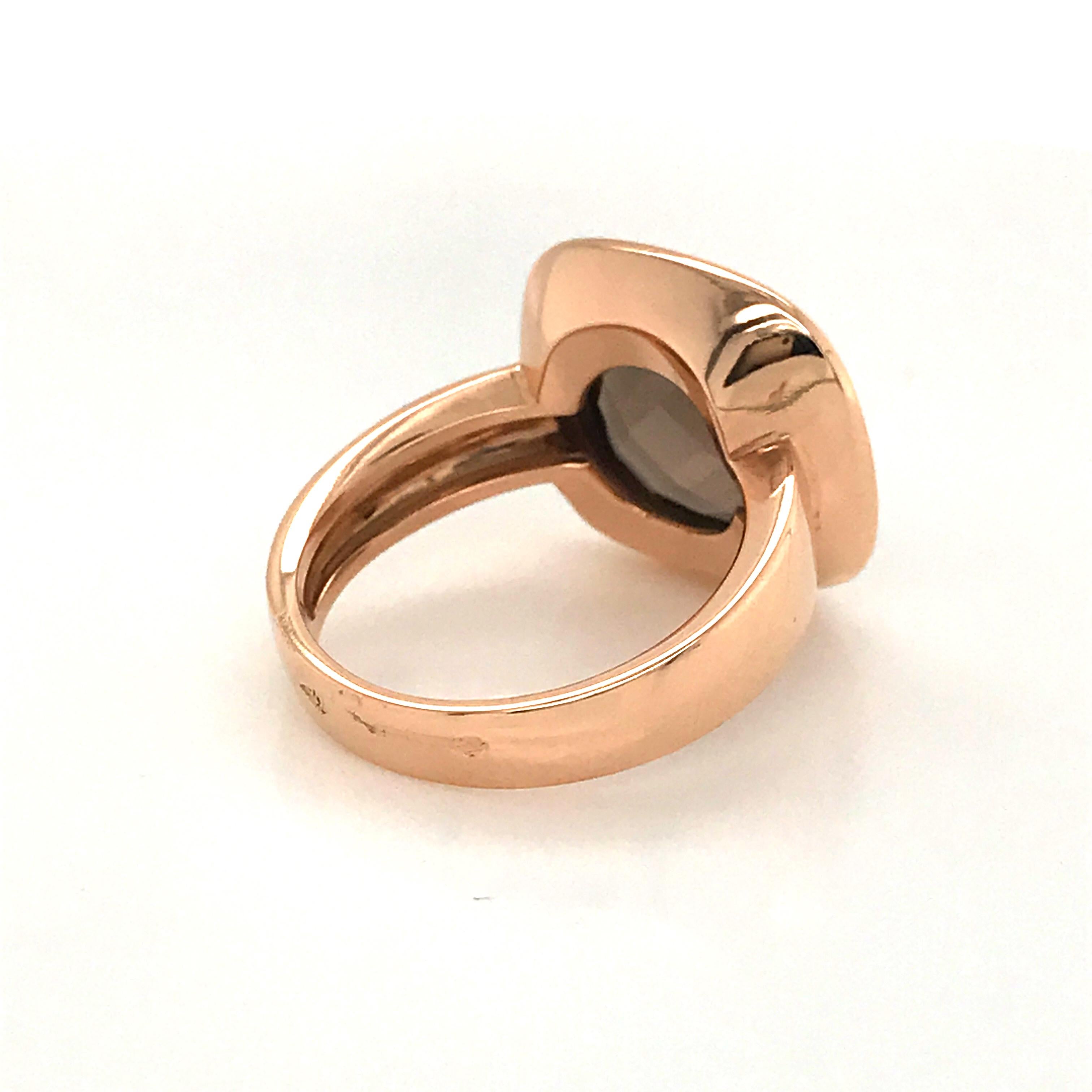 Smoky Quartz Briolette Cut on Rose Gold 18 Karat Fashion Ring 9
