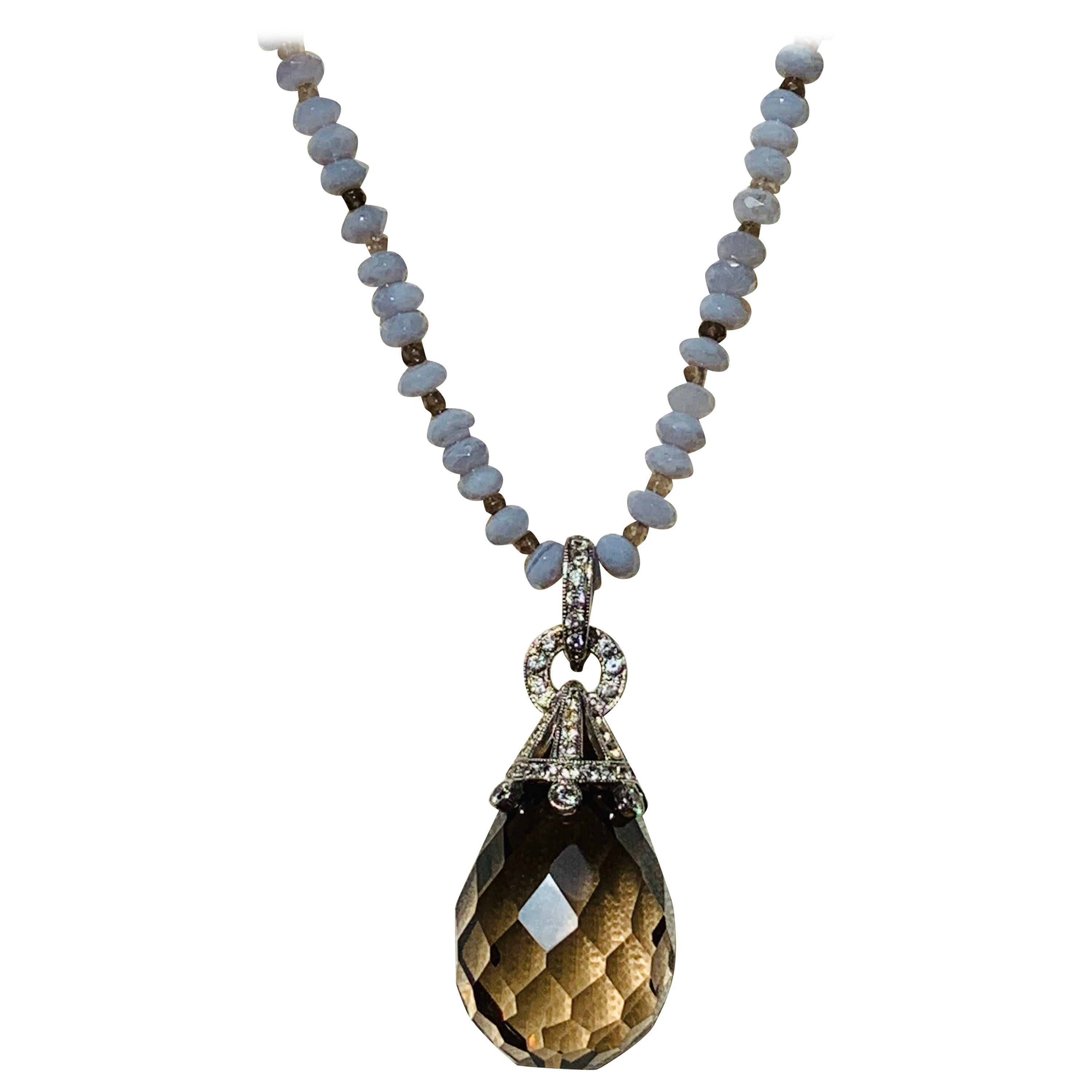 Smoky Quartz Briolette Pendant Necklace