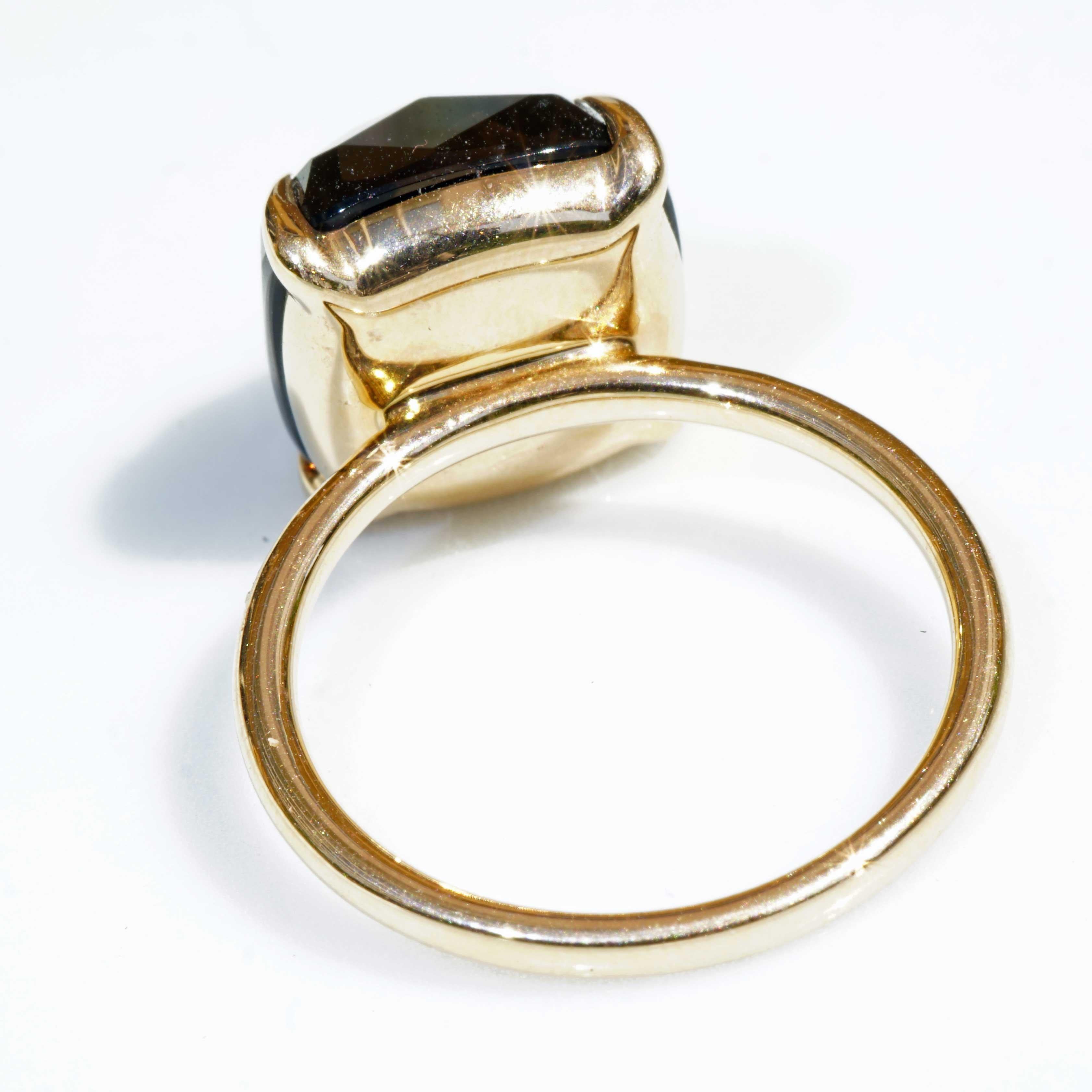 Anello Briolette di Quarzo Fumè 12x12 mm 7 ct made in Italy perfetto Anello Combinazione In condizioni Nuovo in vendita a Viena, Viena
