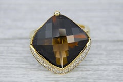 Smoky Quartz Cocktail Ring in 14k Gold