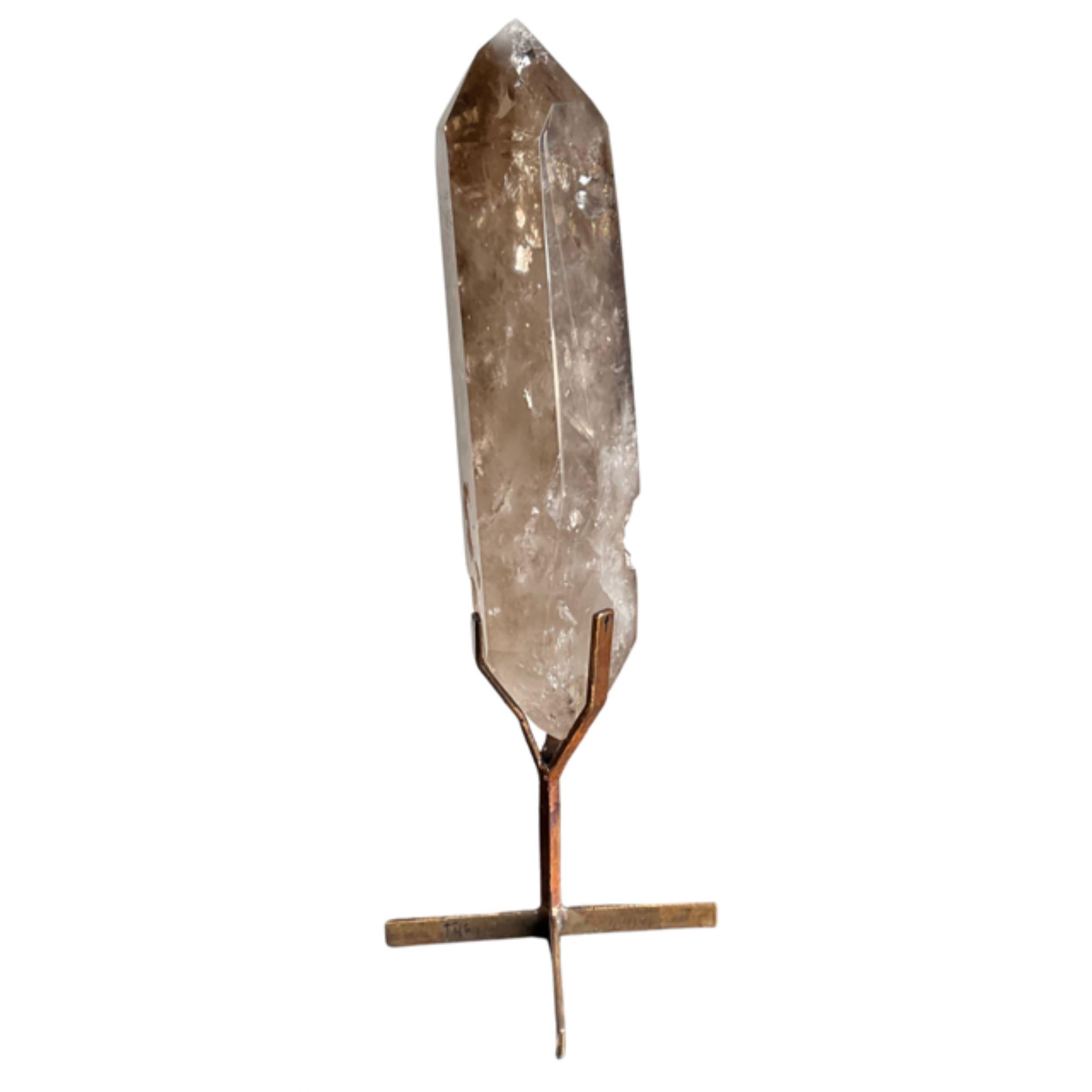 Extra Large
Smoky quartz crystal point cathedral on metal stand
6-Sided Generator 
Double Terminated

 Height: 19