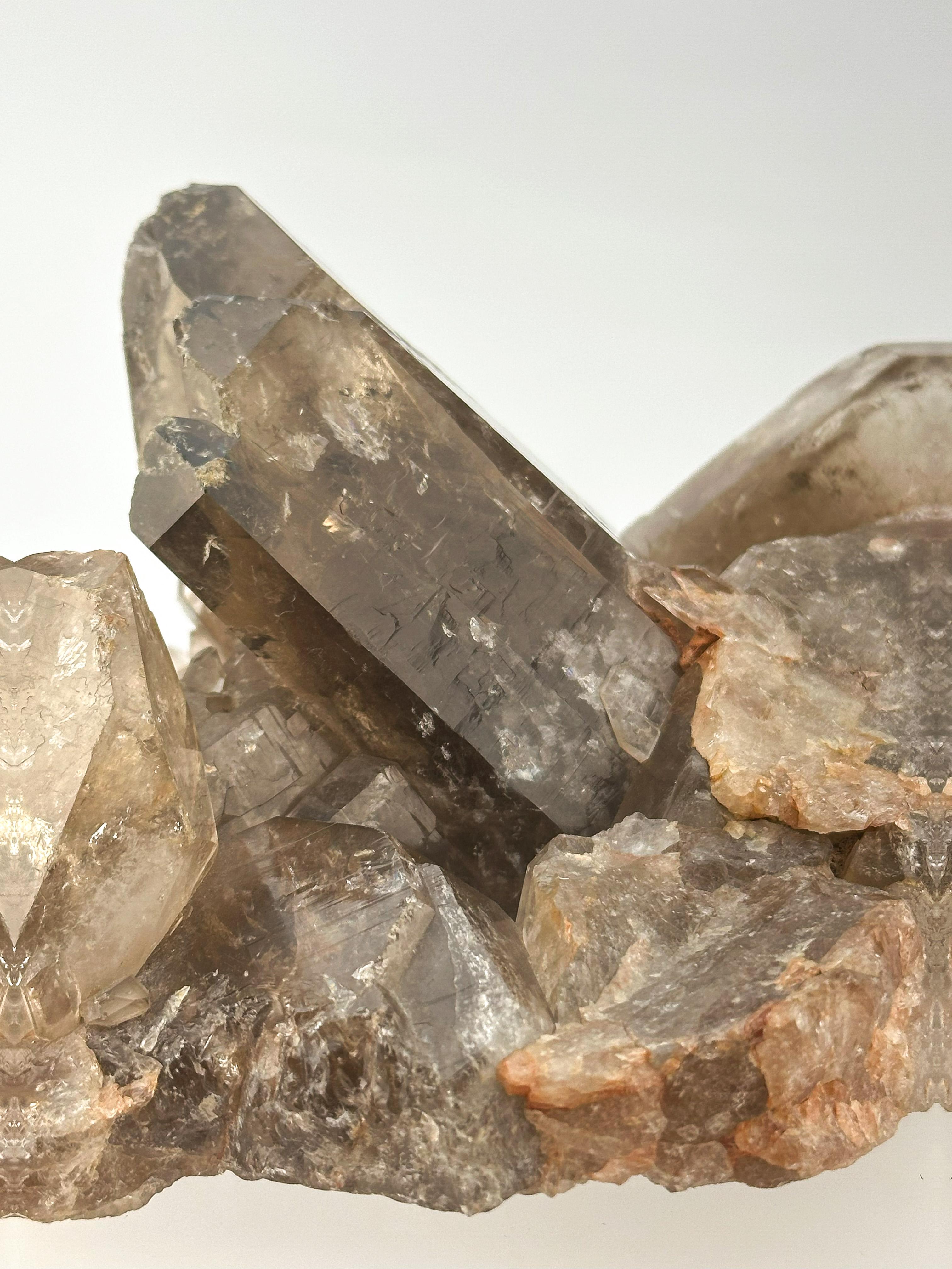 Brazilian Smoky Quartz Crystal Cluster, Decorative Mineral Specimen, Brazil For Sale