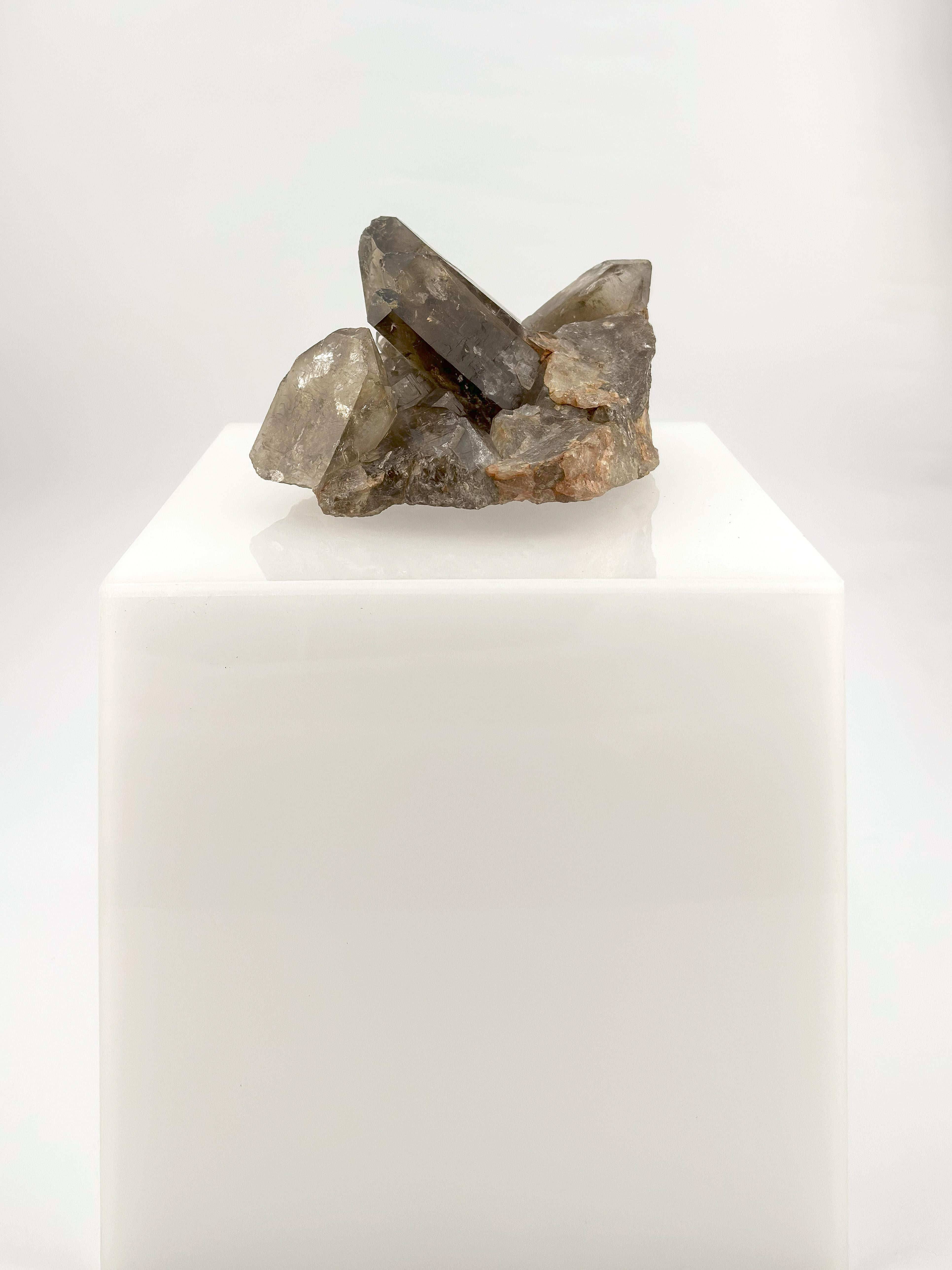 Smoky Quartz Crystal Cluster, Decorative Mineral Specimen, Brazil For Sale 1