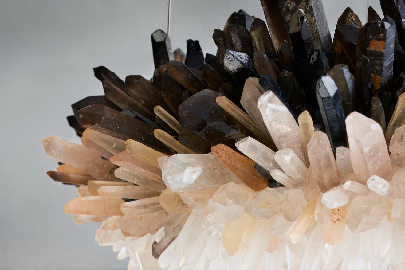 Modern Smoky Quartz Crystal Light Sculpture, Prometheus III 600 by Christopher Boots For Sale