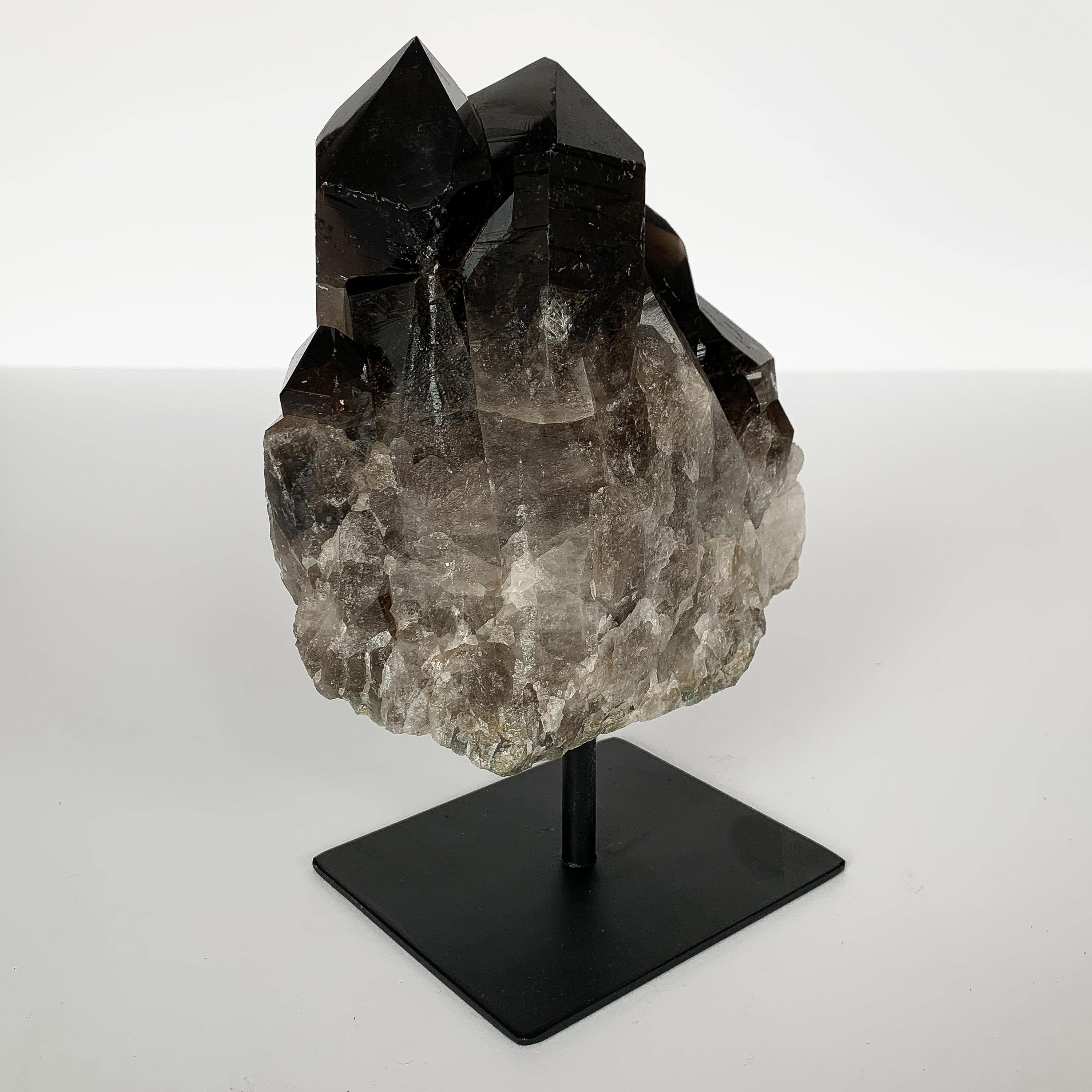 Contemporary Smoky Quartz Crystal Mounted Mineral Specimen