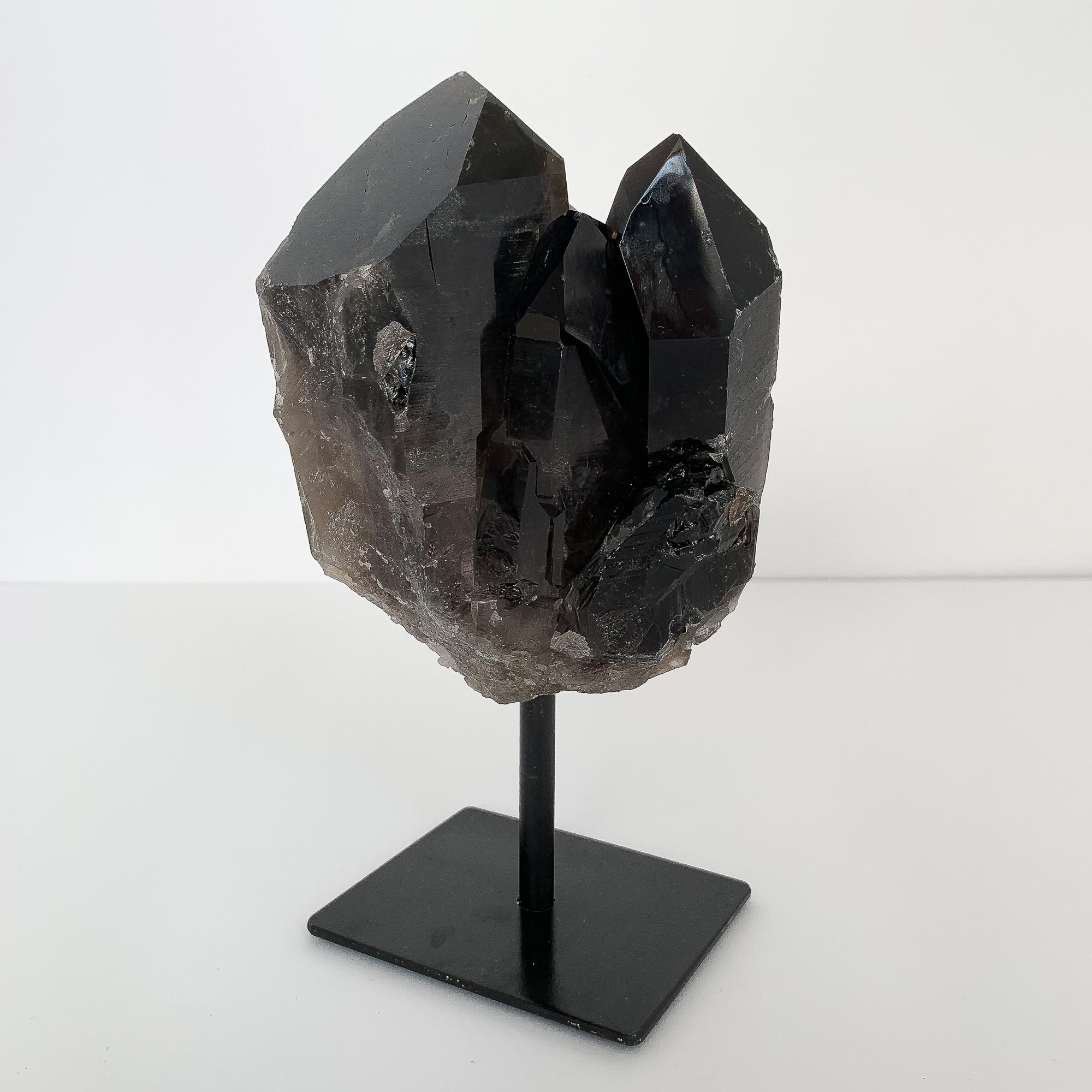 Contemporary Smoky Quartz Crystal Mounted Mineral Specimens