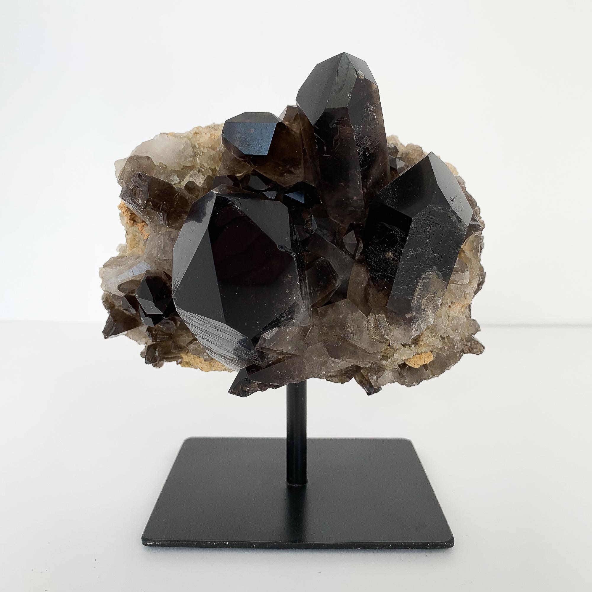 Metal Smoky Quartz Crystal Mounted Mineral Specimens