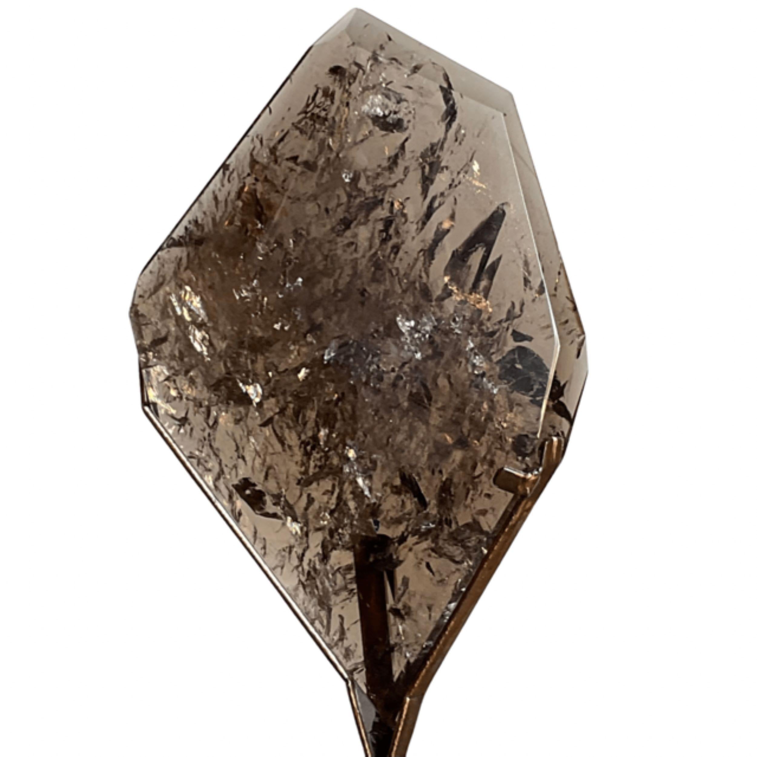 Brazilian Smoky Quartz Crystal Slab on Stand