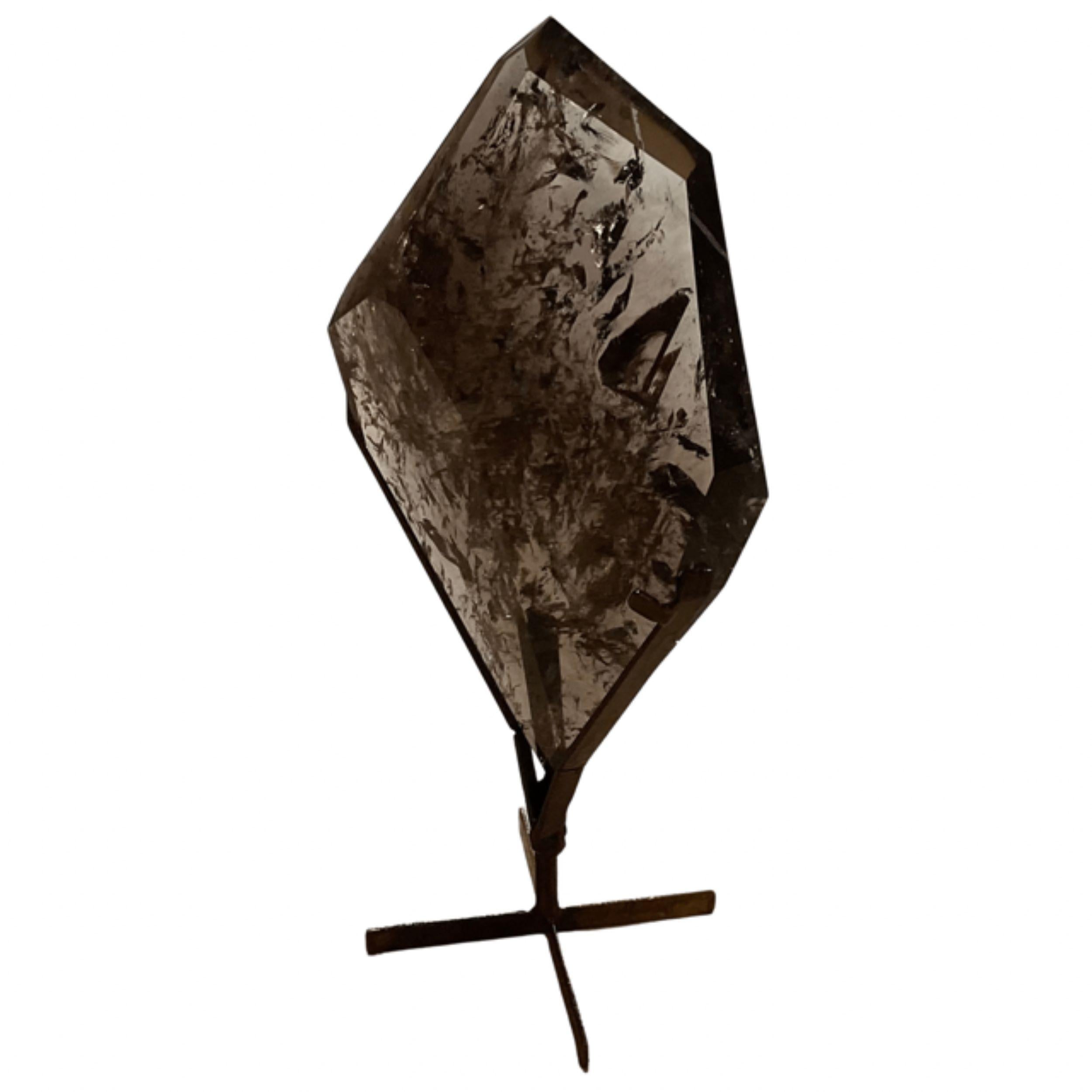 18th Century and Earlier Smoky Quartz Crystal Slab on Stand