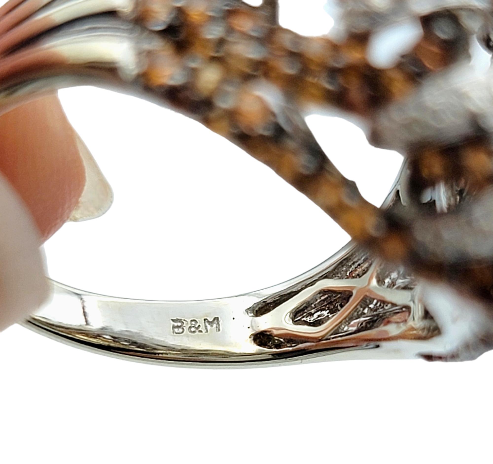Smoky Quartz, Diamond and Orange Sapphire Pave Cocktail Ring in 14 Karat Gold In Good Condition For Sale In Scottsdale, AZ
