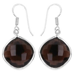 Smoky Quartz Earrings 22.7 Carats Sterling Silver