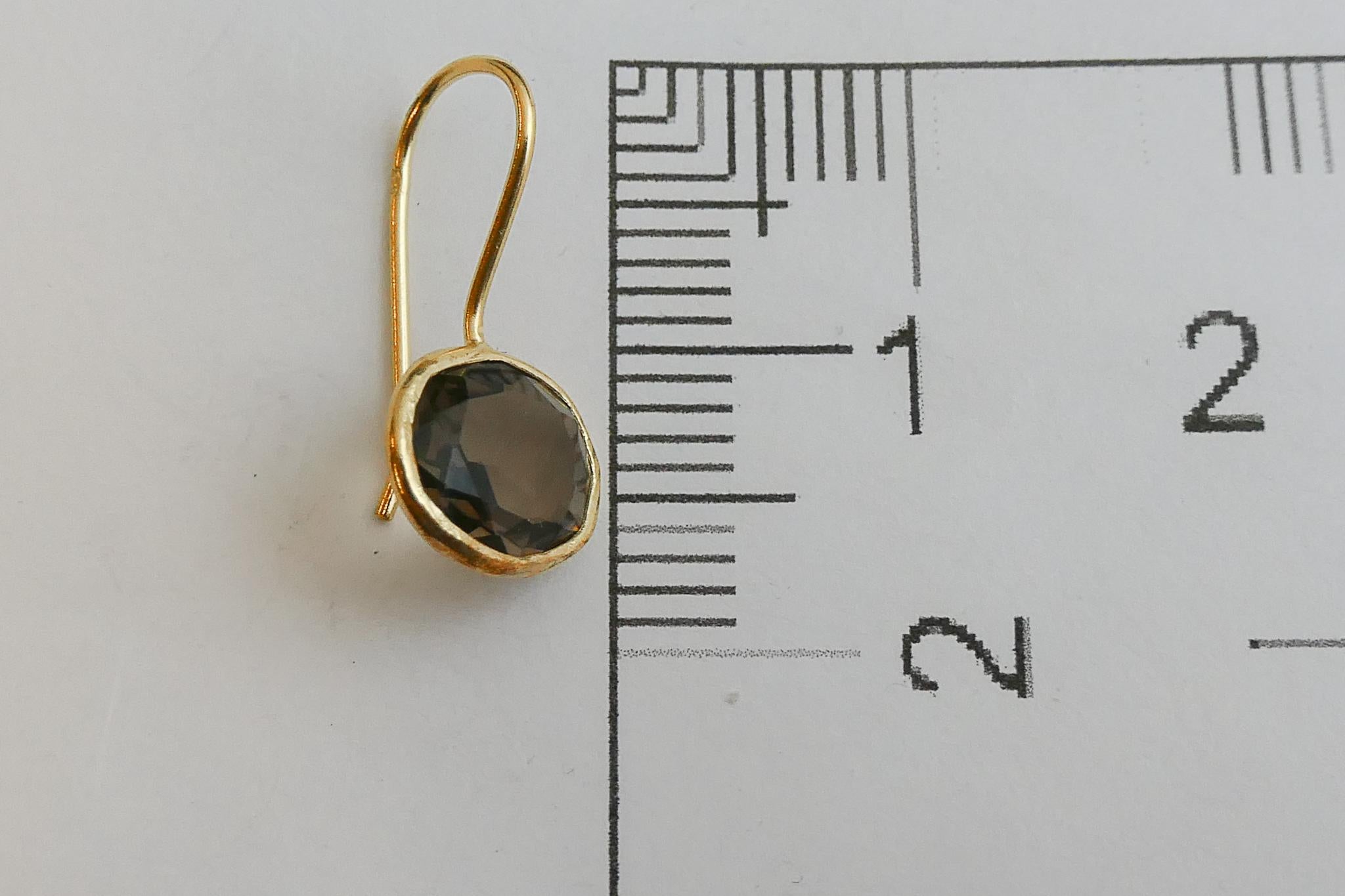 Smoky Quartz Gold Plated Sterling Silver Drop Earrings For Sale 5