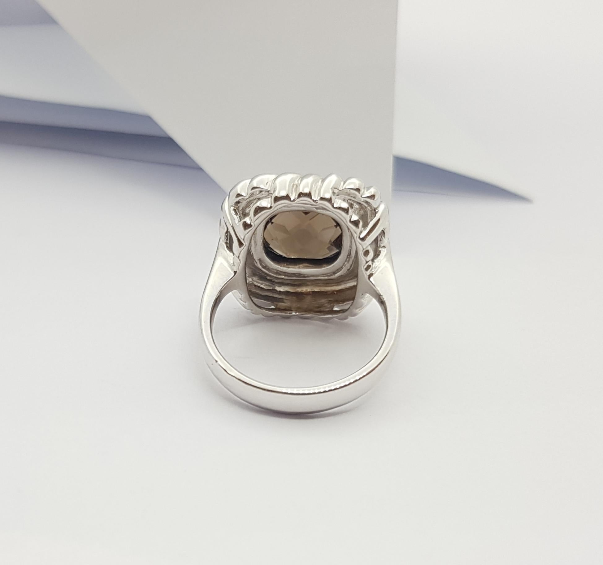 Smoky Quartz Ring set in Silver Settings For Sale 1