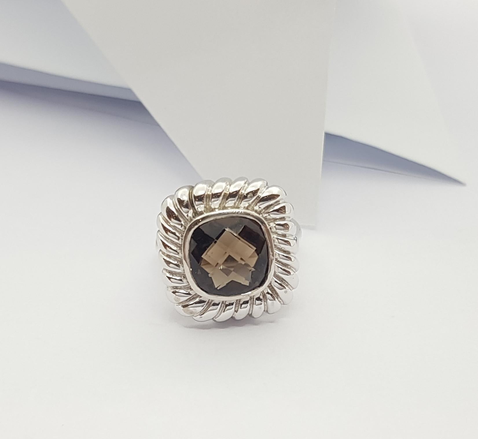 Smoky Quartz Ring set in Silver Settings For Sale 3