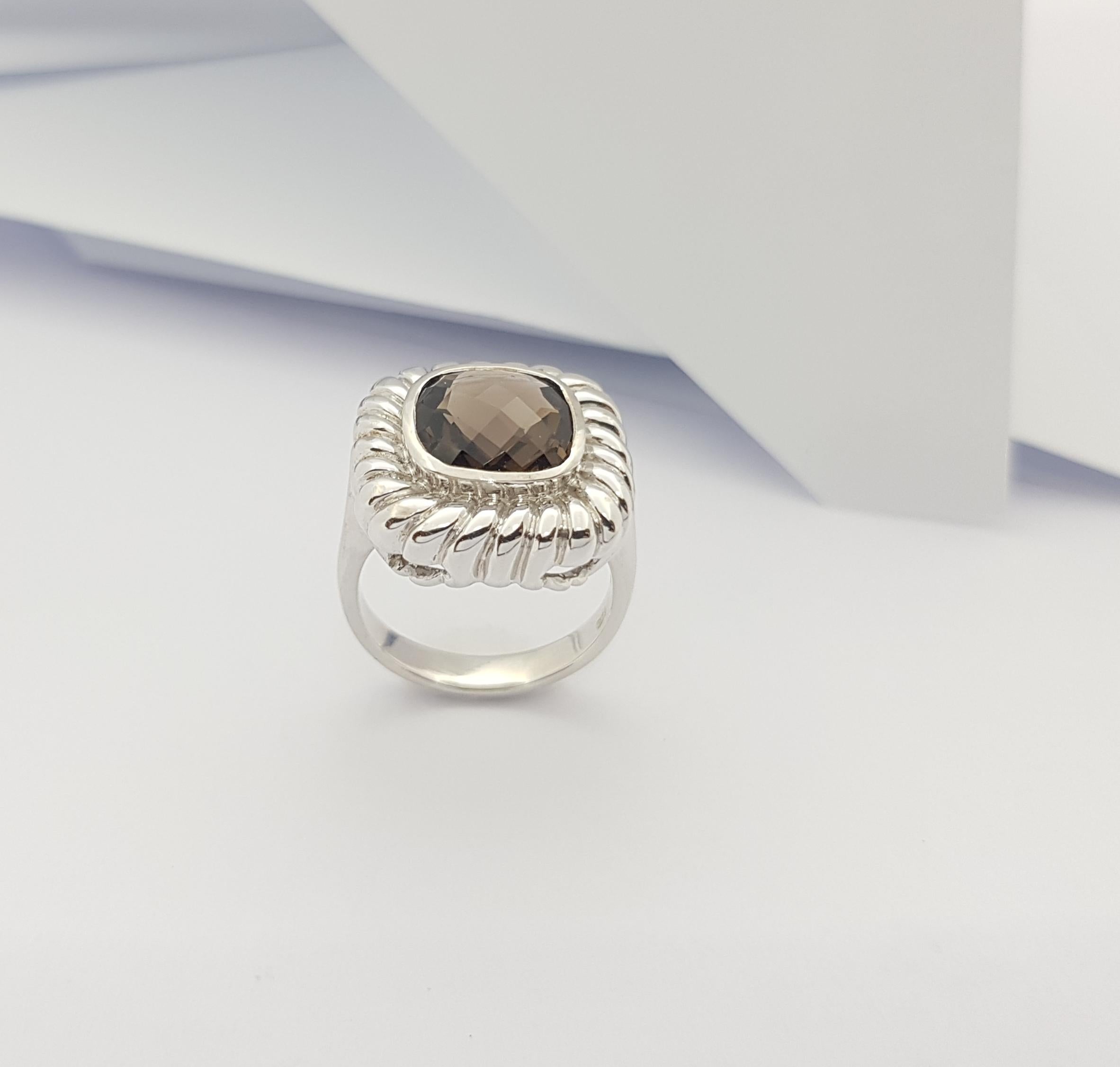 Smoky Quartz Ring set in Silver Settings For Sale 5