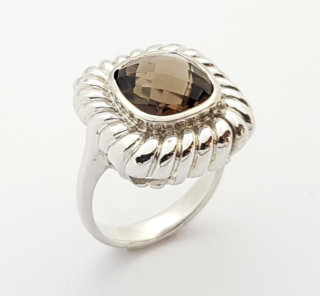 Smoky Quartz Ring set in Silver Settings In New Condition For Sale In Dusit, 10
