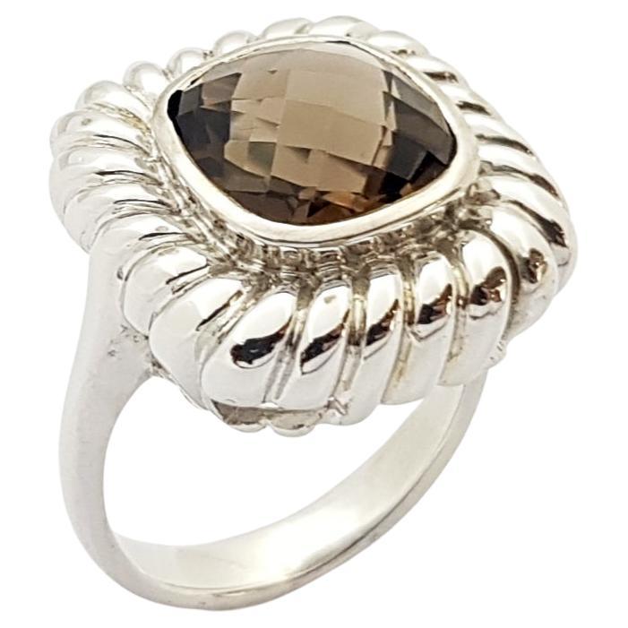 Smoky Quartz Ring set in Silver Settings For Sale