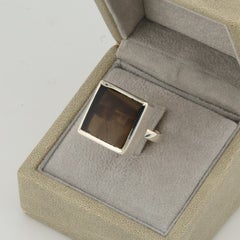 Smoky quartz signet ring