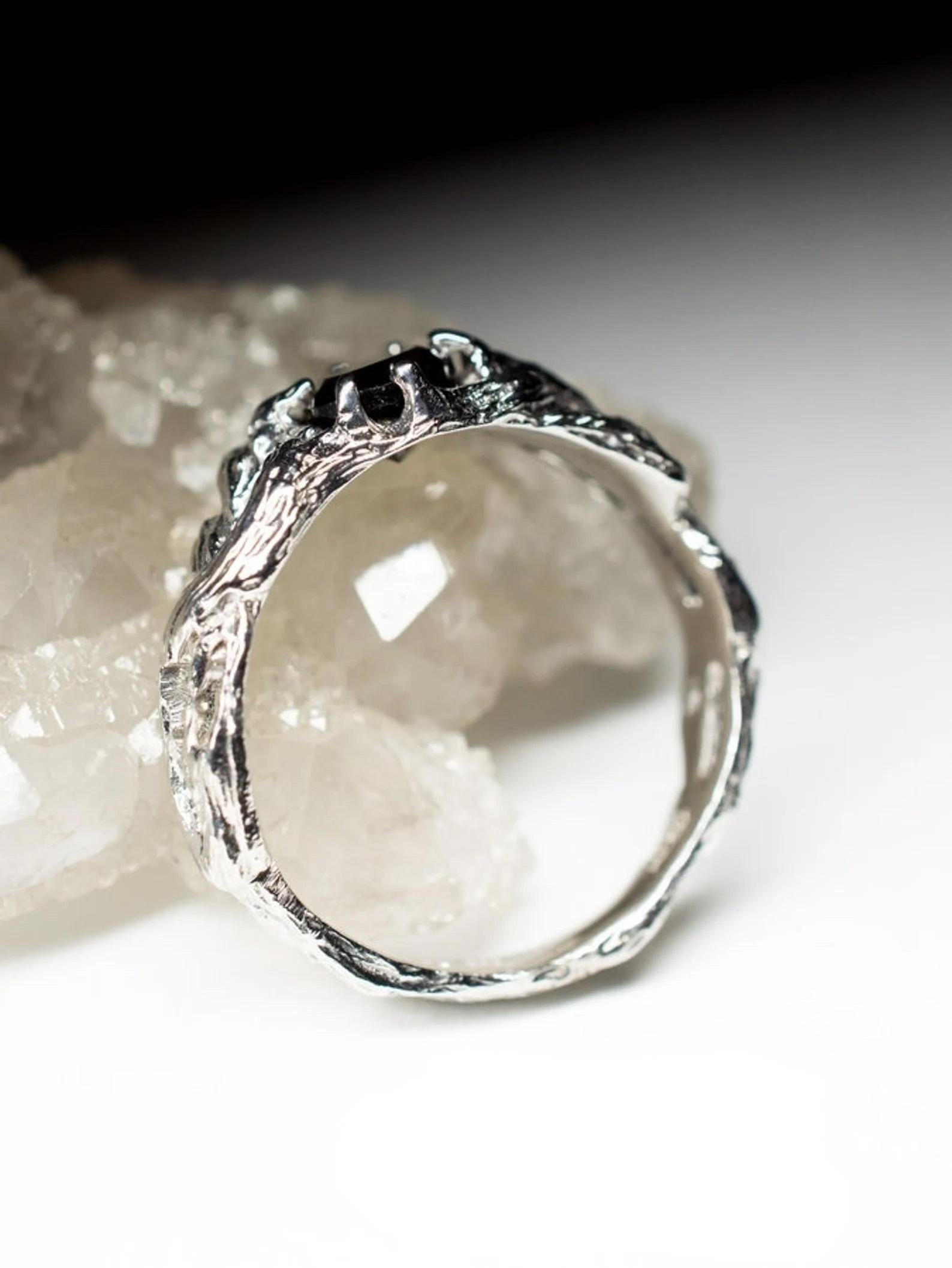 Smoky Quartz Silver Ring Natural Quartz Gemstone Unisex Jewelry Gift For Her Him en vente 1