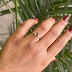 Smoky Quartz Solitaire Gemstone Ring wirh CZ in 925 Solid Silver Jewelry for Her