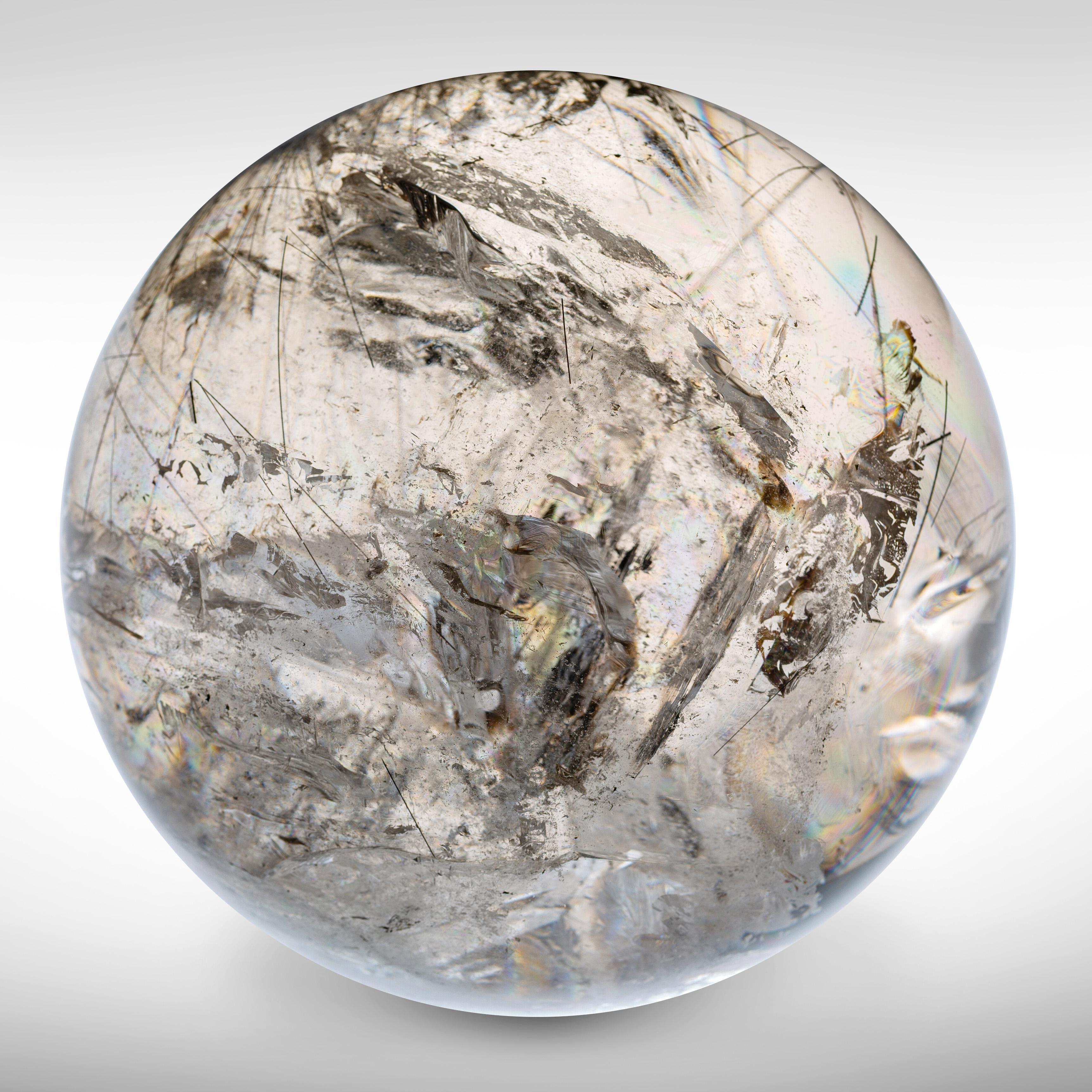 Smoky Quartz Sphere Mineral Specimen – Minas Gerais, Brazil In Good Condition For Sale In Edison, NJ