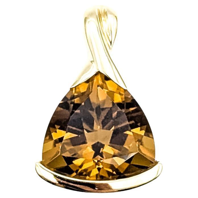 Pendentif torsadé en or jaune 14k avec quartz fumé