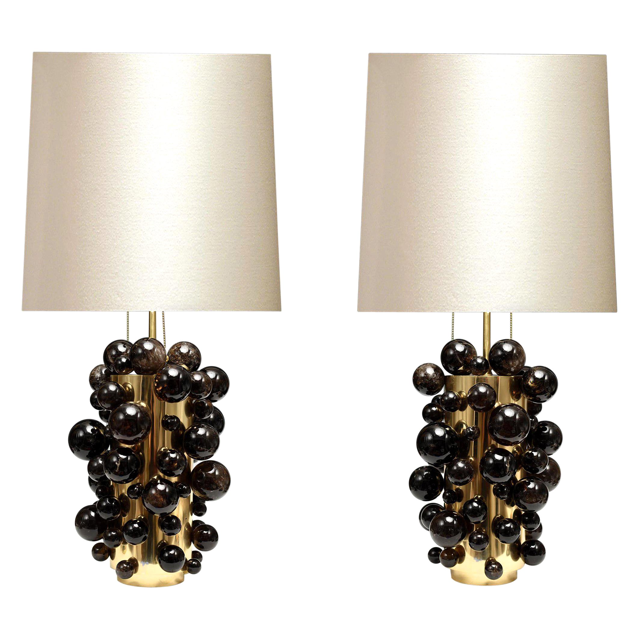 Lampes bulles en cristal de roche fumé par Phoenix