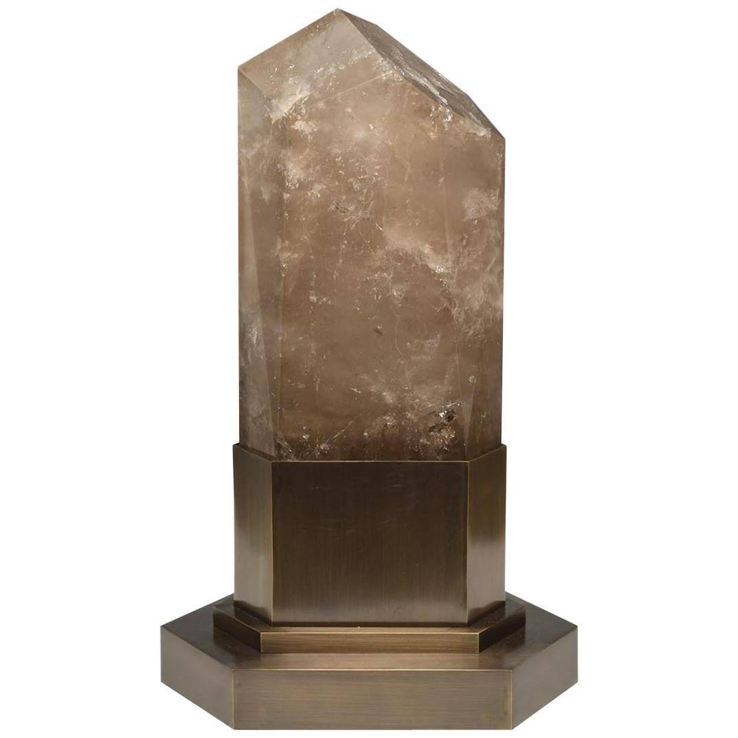 Obeliskleuchte aus rauchfarbenem Bergkristall von Phoenix im Angebot