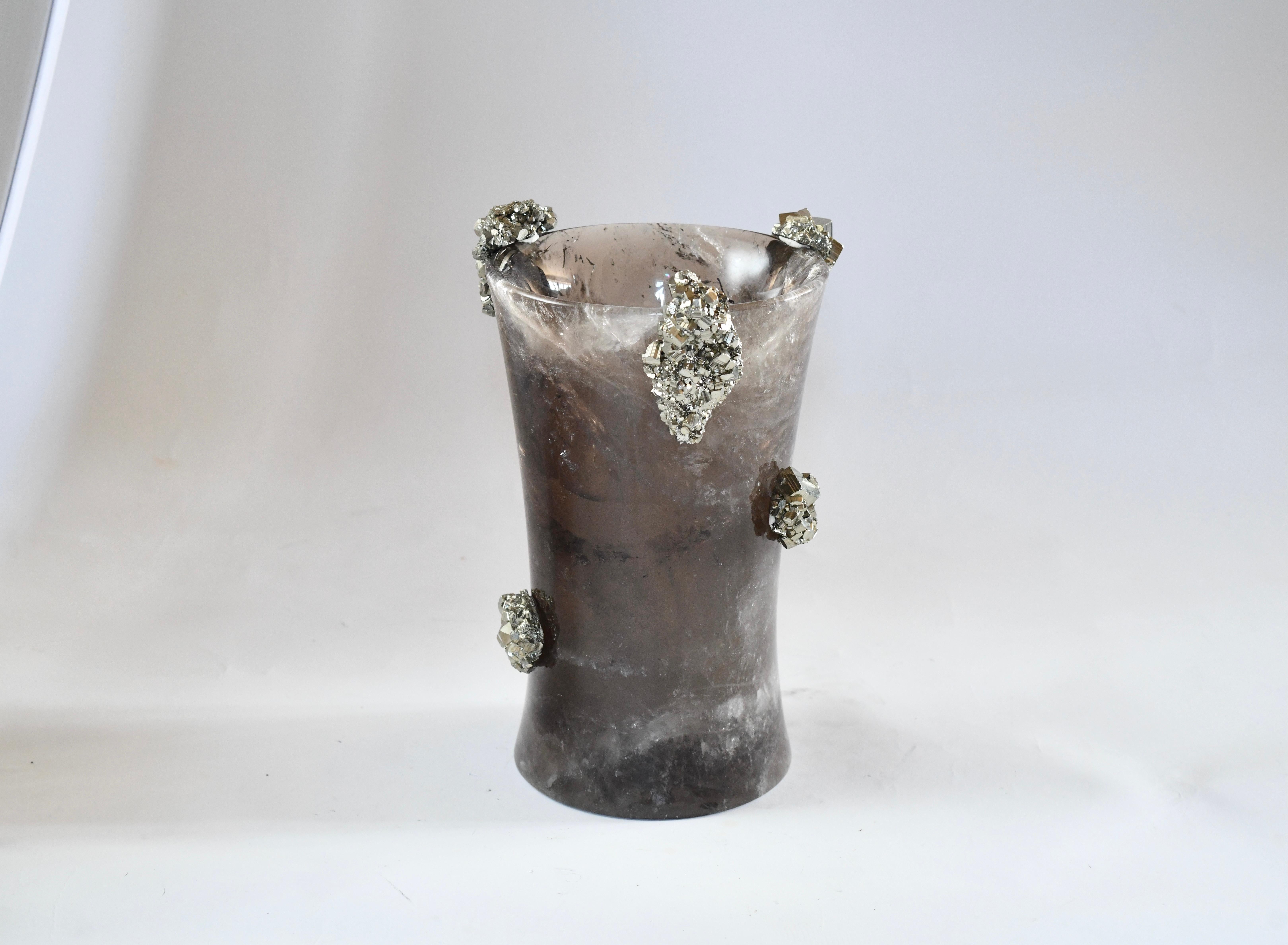 Smoky Rock Crystal Vase by Phoenix In Excellent Condition For Sale In New York, NY