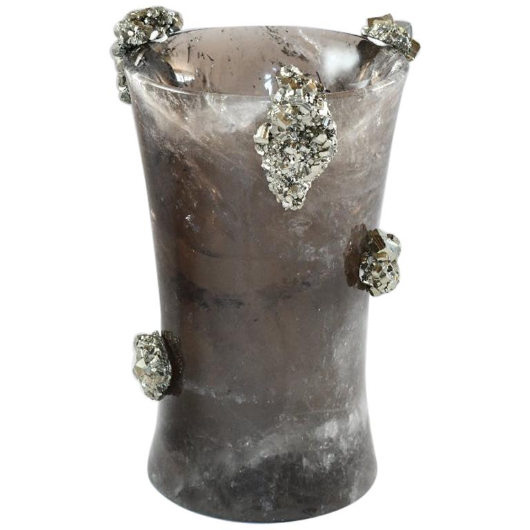 Smoky Rock Crystal Vase by Phoenix For Sale