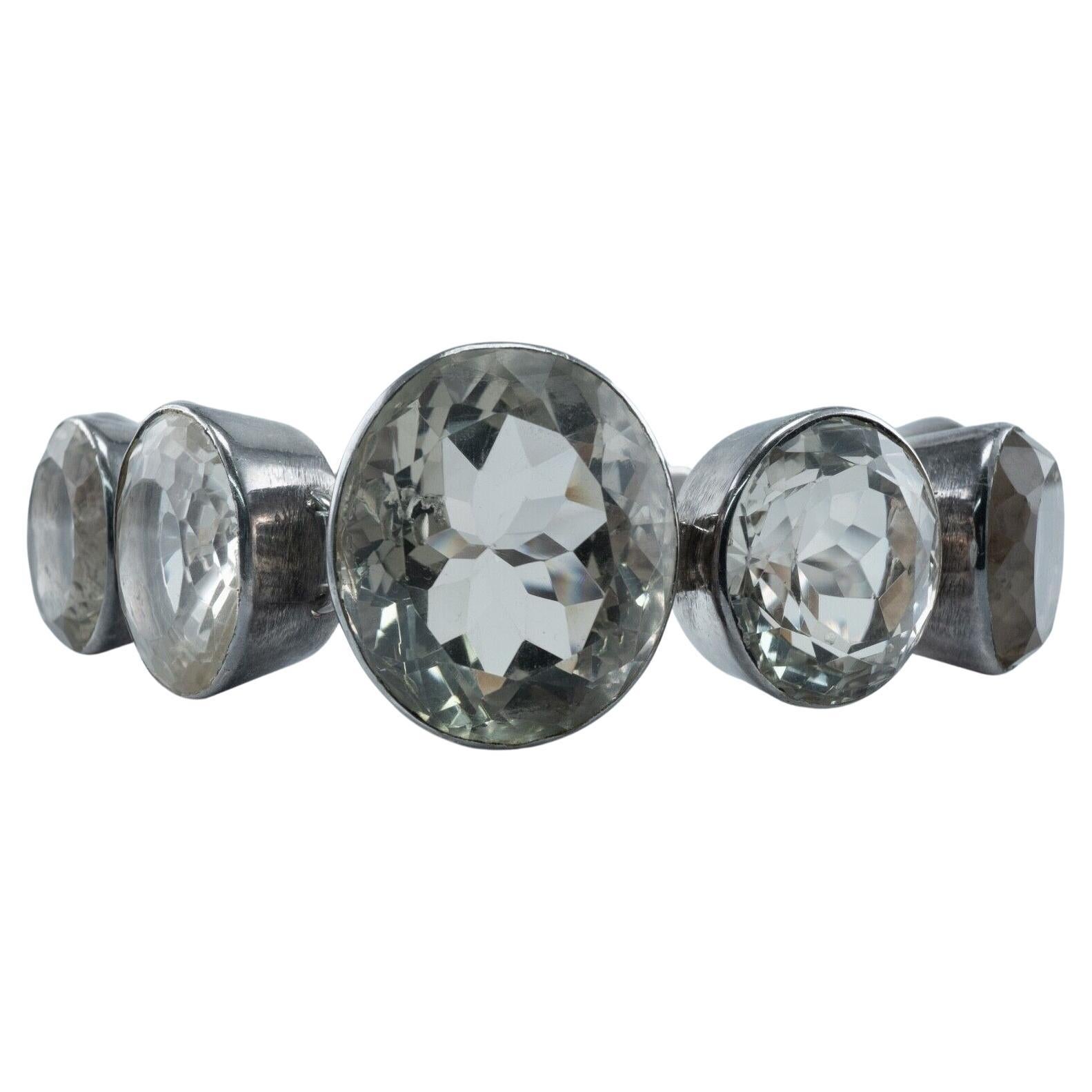 Smoky Rock Quartz Bracelet Sterling Silver Huge For Sale