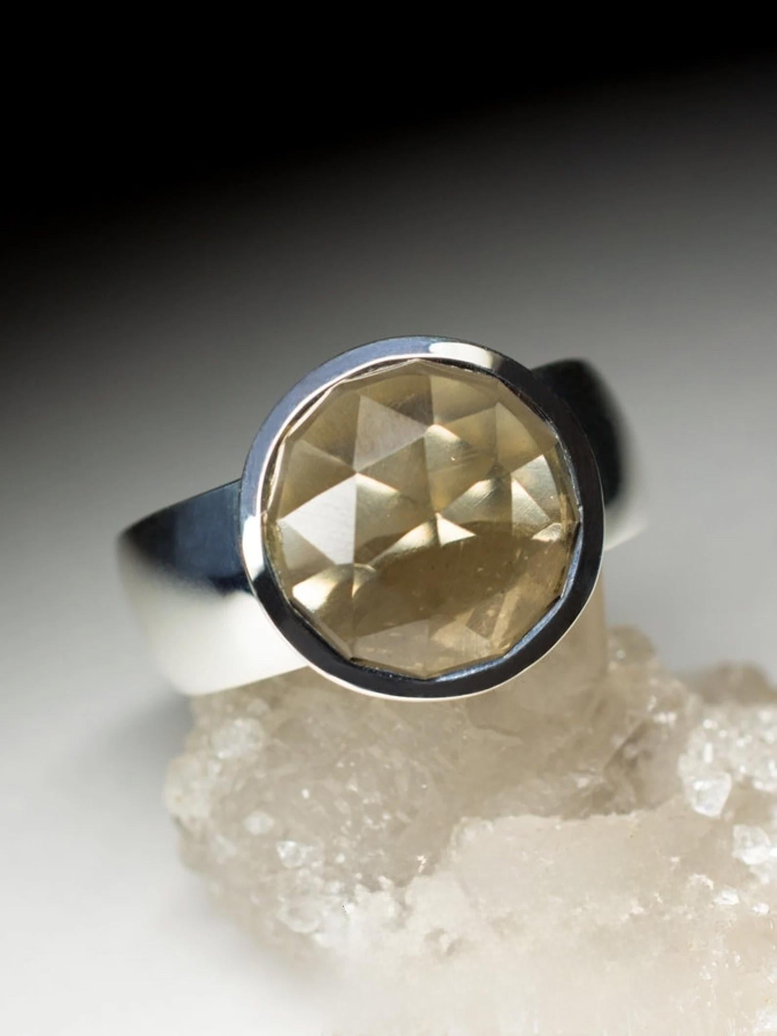Smoky Siler Ring Brown Gemstone Statement Fine Unisex Jewelry Rauchtopaz For Sale 3