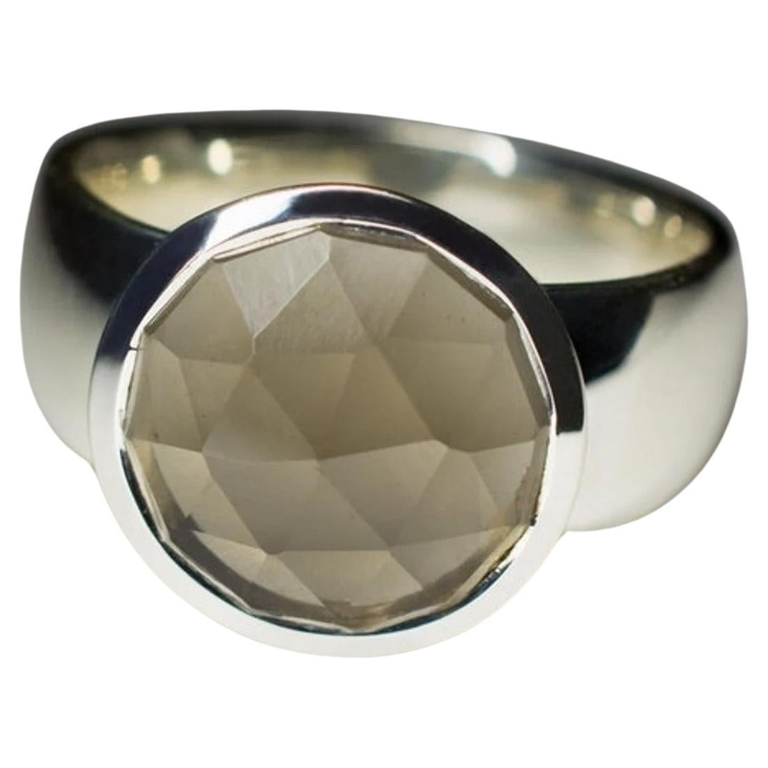 Smoky Siler Ring Brown Gemstone Statement Fine Unisex Jewelry Rauchtopaz For Sale