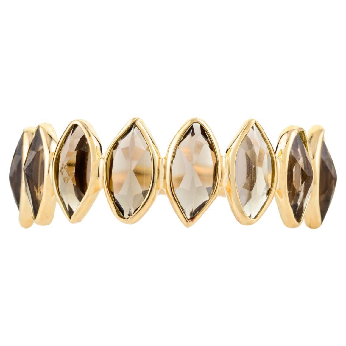 For Sale:  Smoky Topaz Marquise Ring in 18 Karat Solid Yellow Gold with Bezel Setting