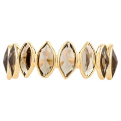 Bague marquise en or jaune massif 18 carats avec monture chaton