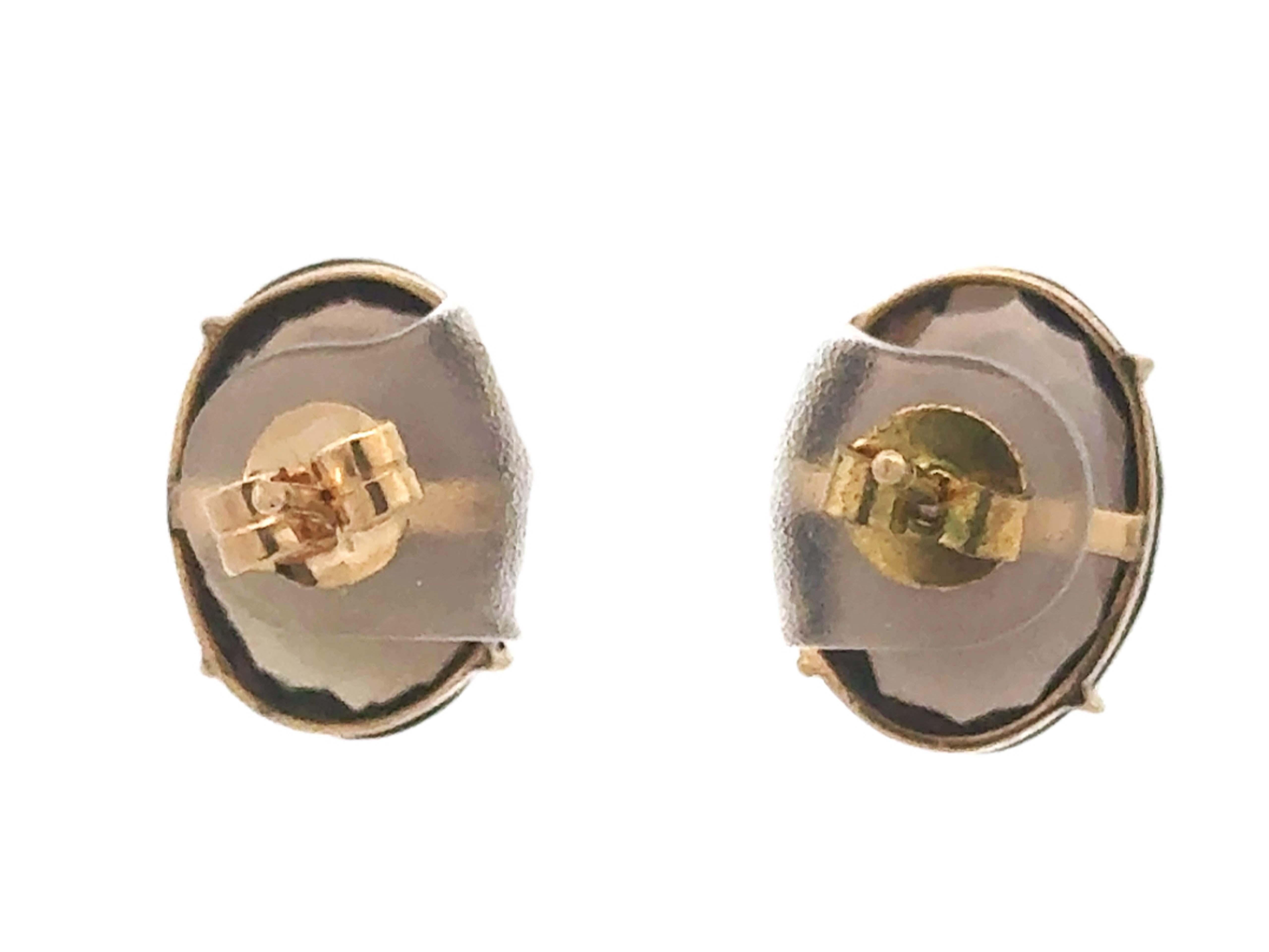 Smoky Topaz Oval Stud Earrings 14k Yellow Gold For Sale 1