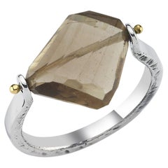 Anello in argento e oro con topazio fumé