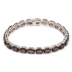 Smoky Topaz Tennis Bracelet in 925 Sterling Silver for Engagement