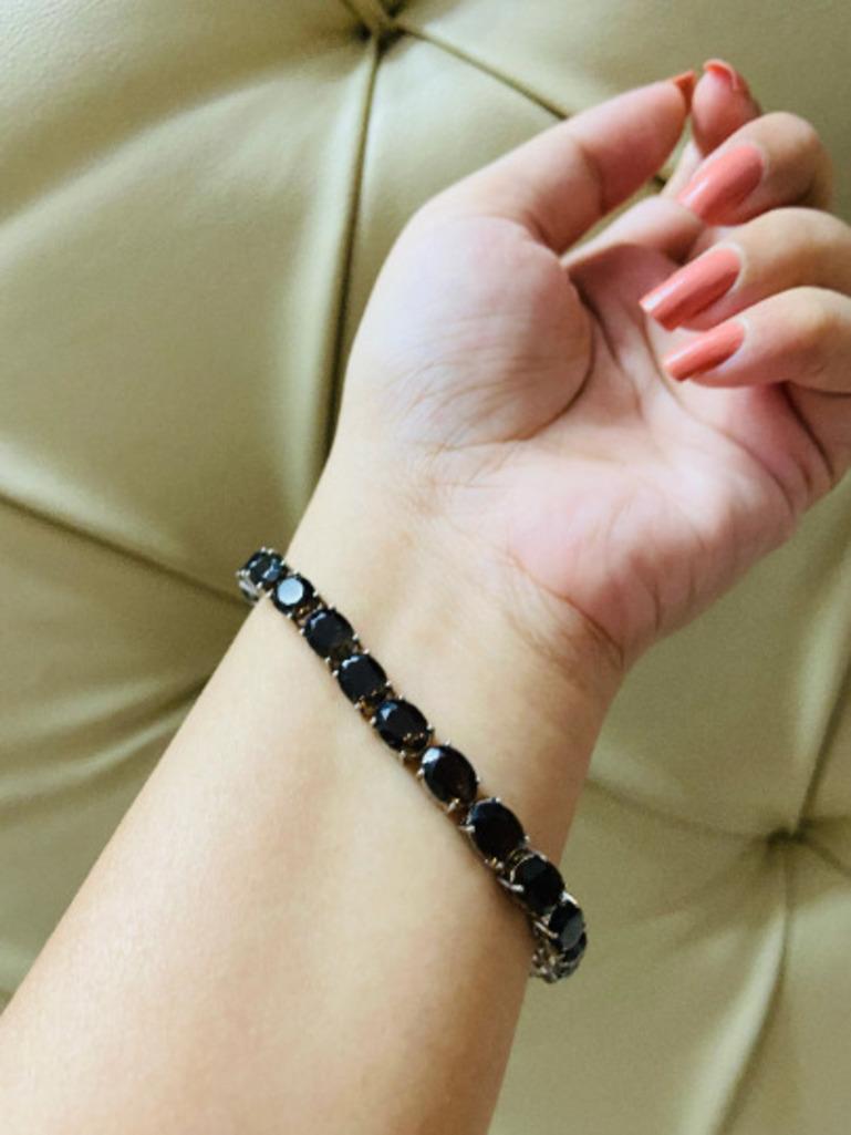 Women's Smoky Topaz Tennis Bracelet in 925 Sterling Silver for Engagement For Sale