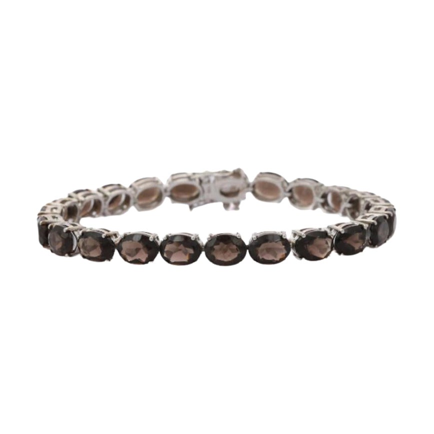 Tennisarmband aus 925er Sterlingsilber mit Rauchtopas für Verlobungsring