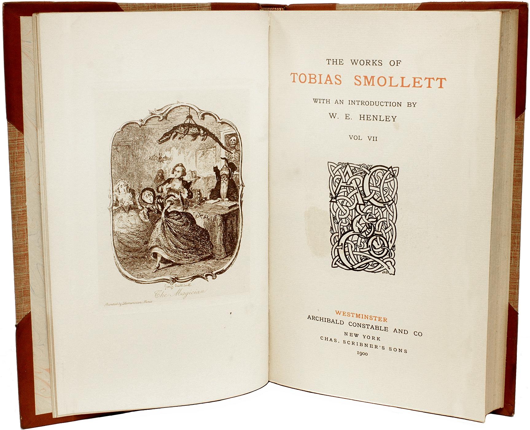 SMOLLETT, Tobias. The Works Of Tobias Smollett. (12 VOLUMES - 1899 In Good Condition For Sale In Hillsborough, NJ