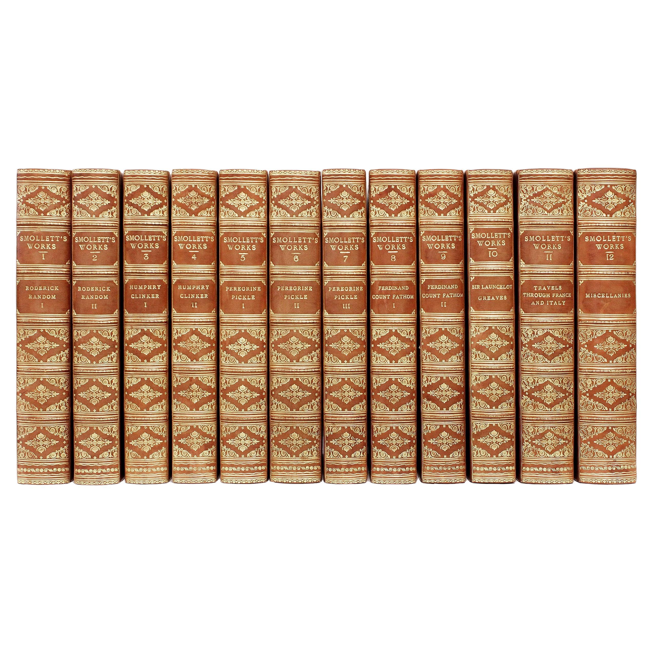 SMOLLETT, Tobias. Les œuvres de Tobias Smollett. (12 VOLUMES - 1899