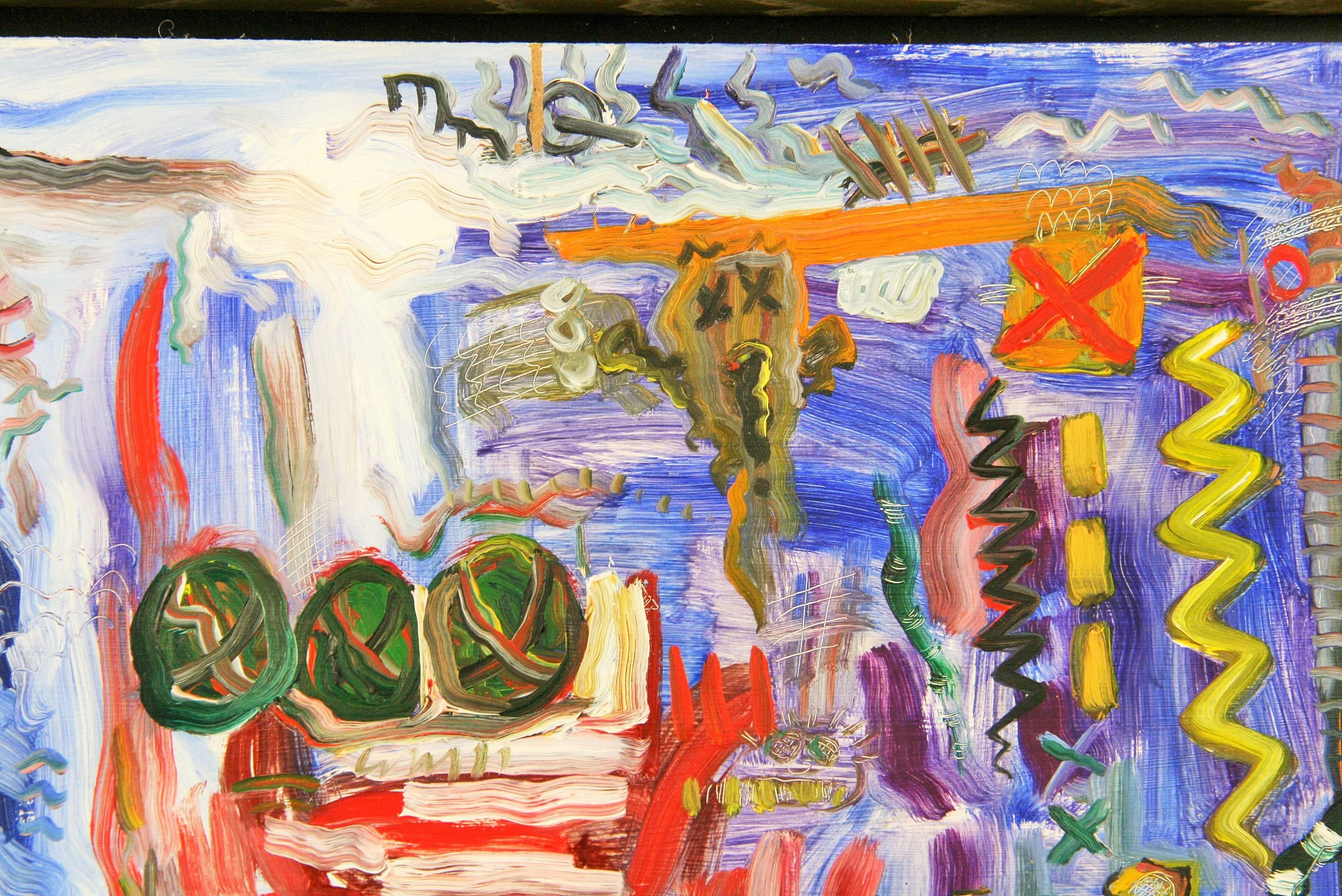 Città  Graffiti  Pittura ad olio d'arte astratta  #2 di S.Mooney in vendita 1