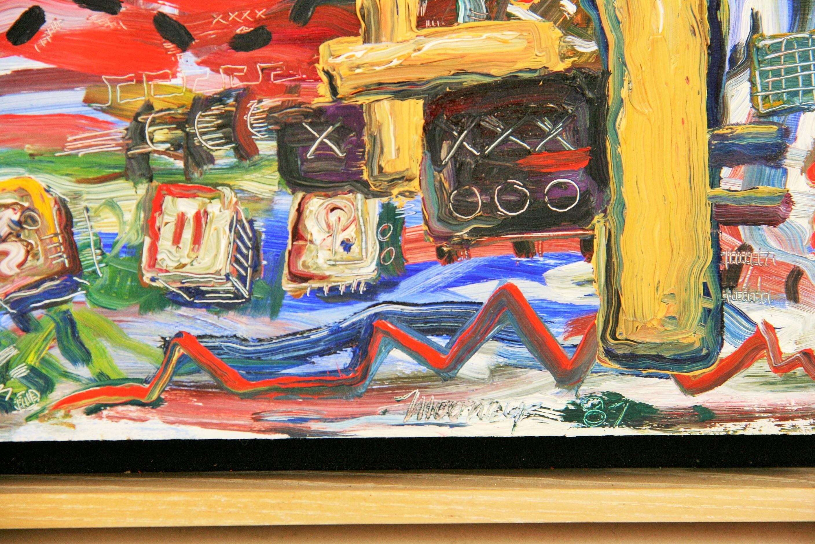 Città  Graffiti  Pittura ad olio d'arte astratta  #2 di S.Mooney in vendita 2