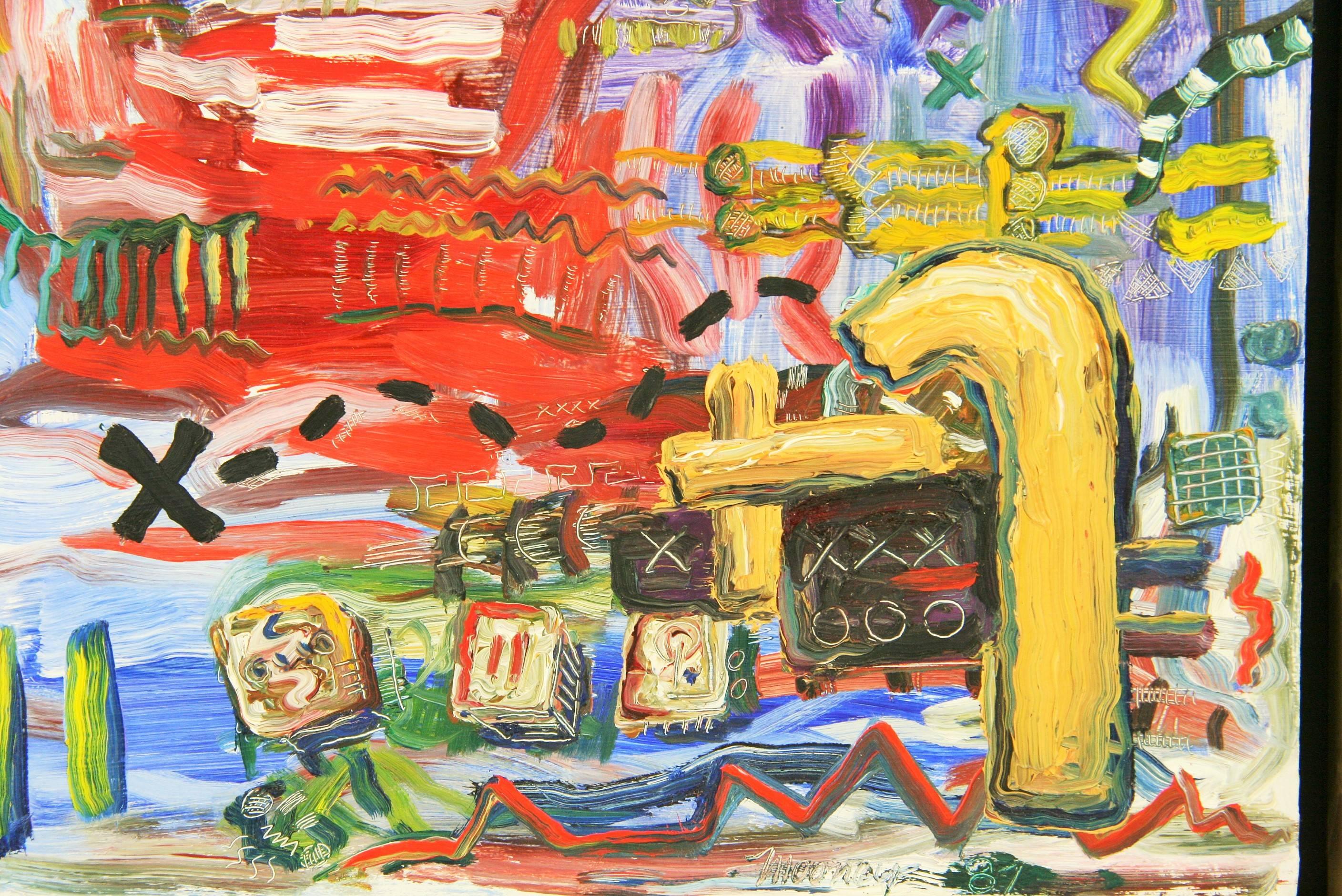Città  Graffiti  Pittura ad olio d'arte astratta  #2 di S.Mooney in vendita 3