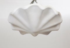 Smooth (17") Circular Undulating White Plaster Shell Pendant Light