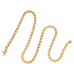 Smooth 18 Karat Gelbgold Gliederhalskette 29 Gramm 5 MM Breite 17,5 Zoll Gliederhalskette